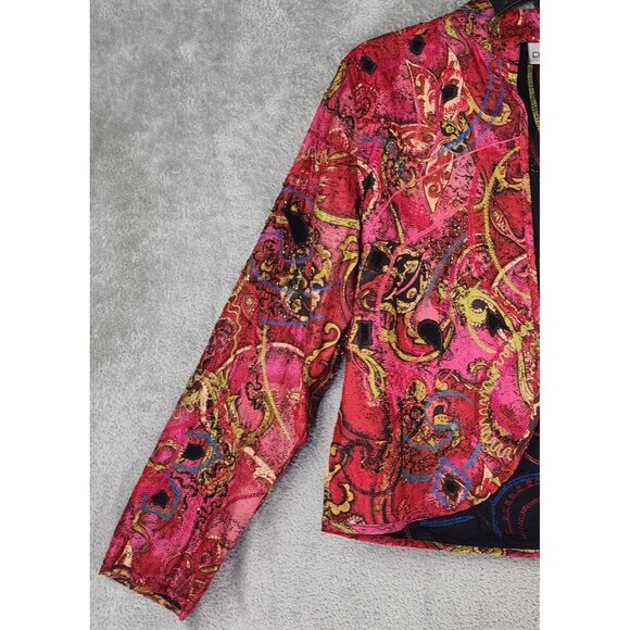 Chicos Jacket Womens Size 0 Multicolored Silk Embroidered Beaded Vintage Top - Picture 10 of 11